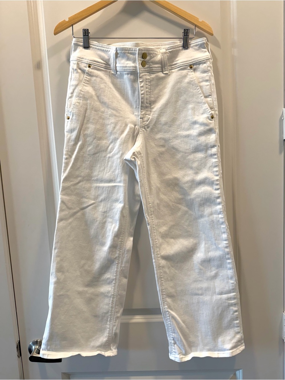 Women’s J Crew White High-Rise Cropped Wide Jeans